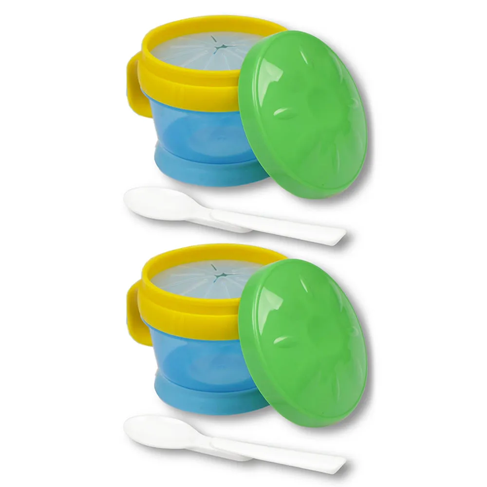 2 Pack Snack Catcher Baby Toddler Cup & Feeding Bowl w/ Spoon BPA Free Container