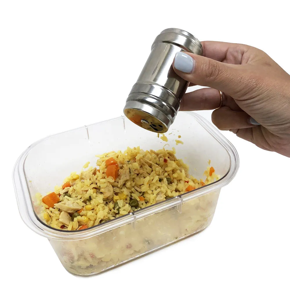 2 Pc Salt and Pepper Shakers Set Stainless Steel Metal Shaker Spice Containers