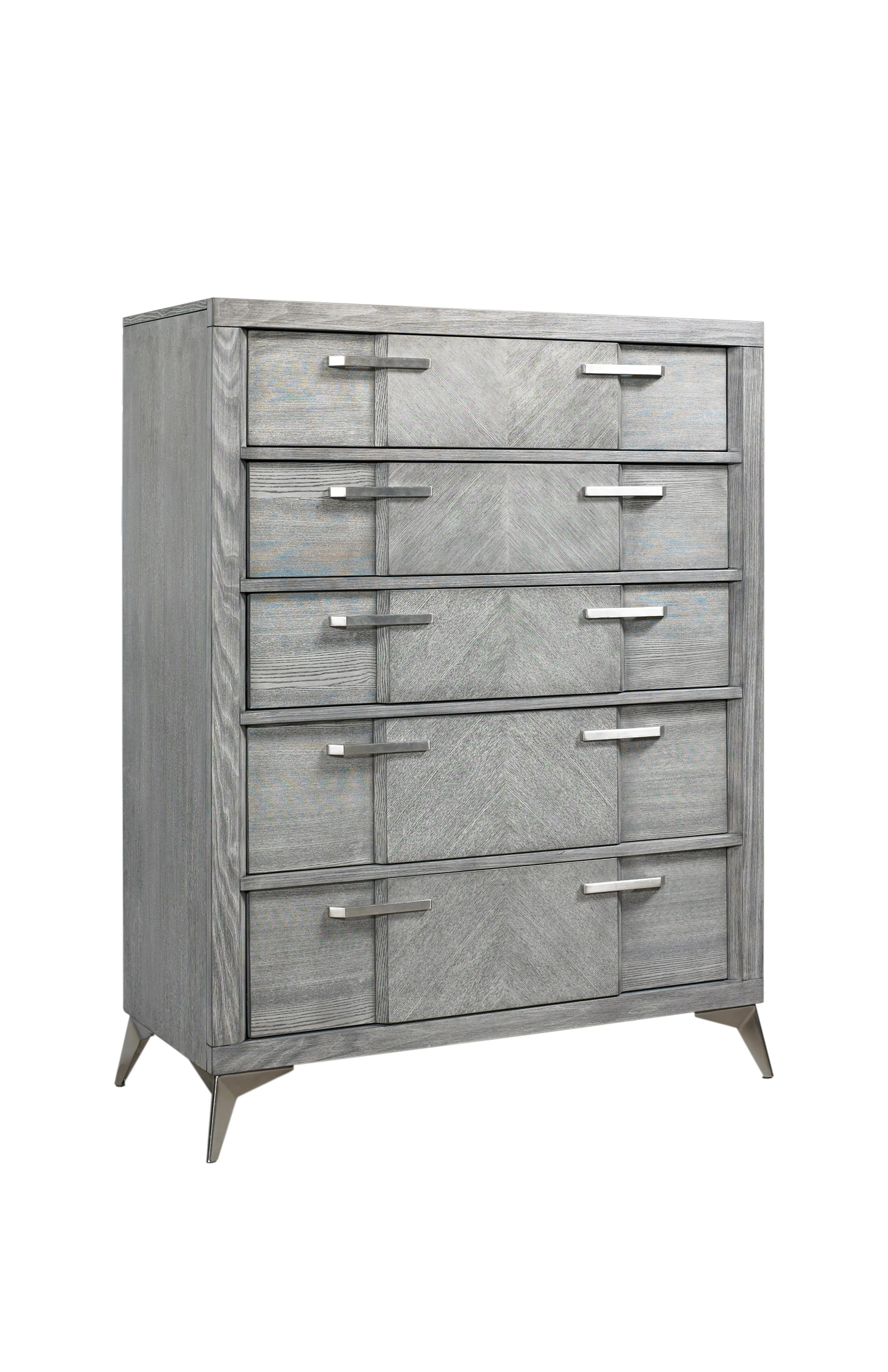 5 Drawer Chest Book Matched Veneers - Gray by Couch.com