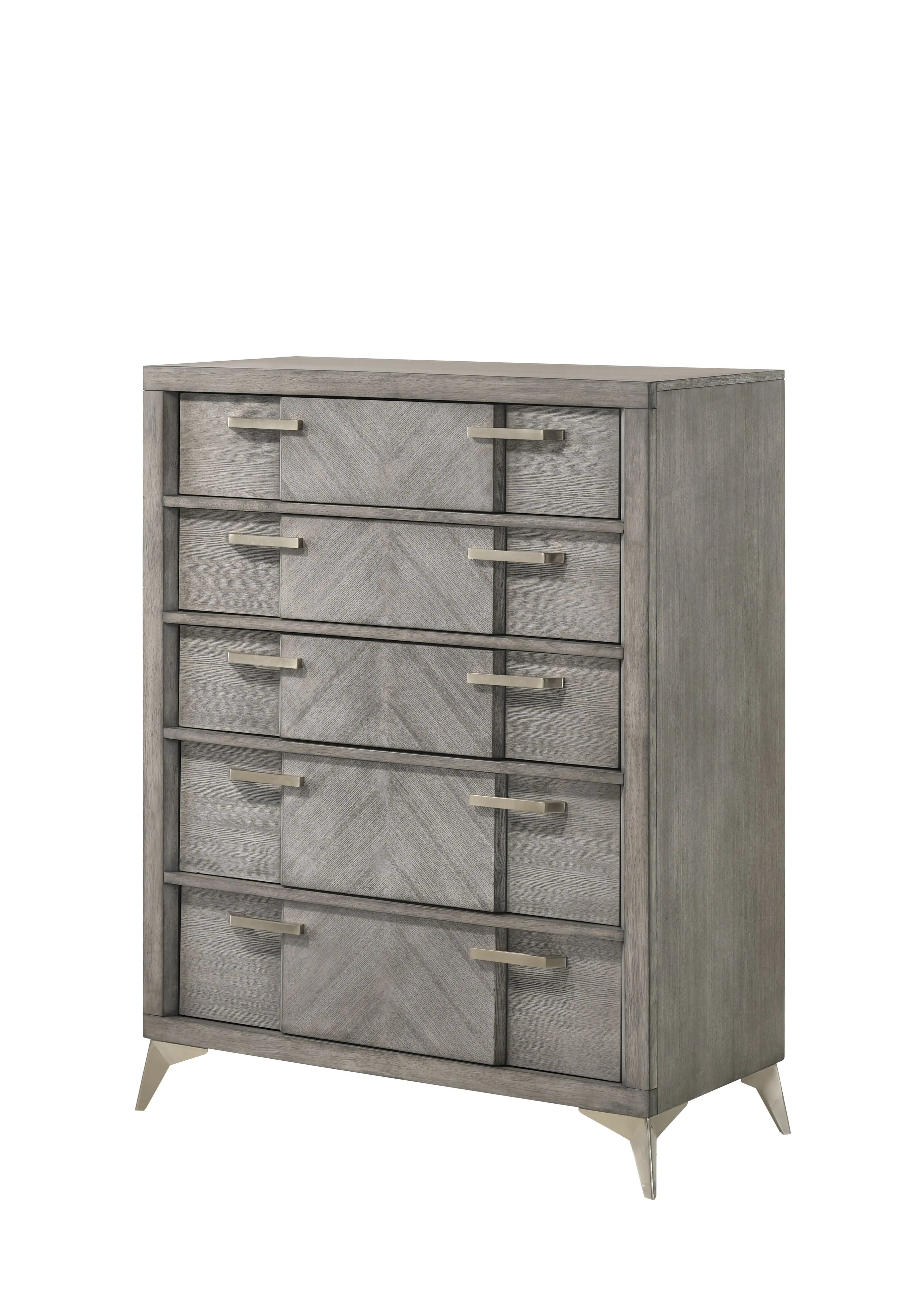 5 Drawer Chest Book Matched Veneers - Gray by Couch.com