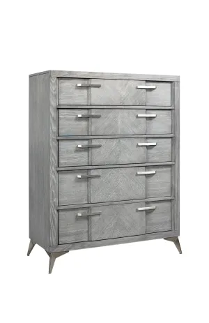 5 Drawer Chest Book Matched Veneers - Gray by Couch.com