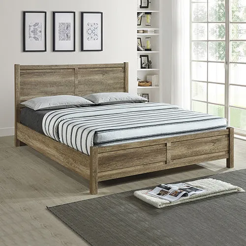 5-Piece Bedroom Suite | Natural Wood-like MDF | Double Size Oak Colour Bed | Bedside Table | Tallboy & Dresser