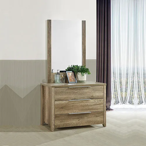 5-Piece Bedroom Suite | Natural Wood-like MDF | Double Size Oak Colour Bed | Bedside Table | Tallboy & Dresser