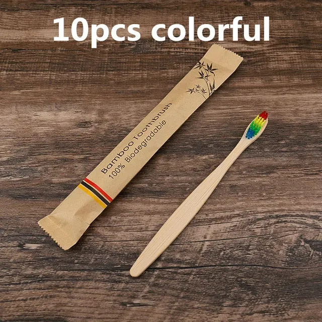 5/10pcs Bamboo Resuable toothbrush