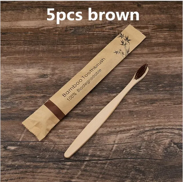 5/10pcs Bamboo Resuable toothbrush