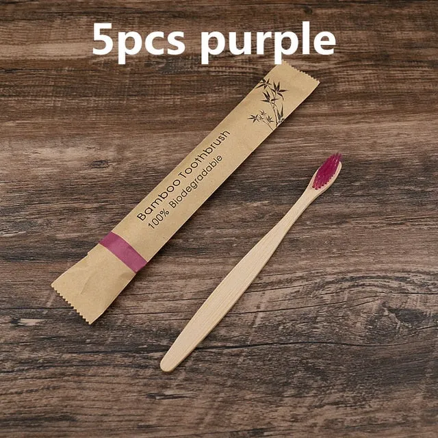 5/10pcs Bamboo Resuable toothbrush