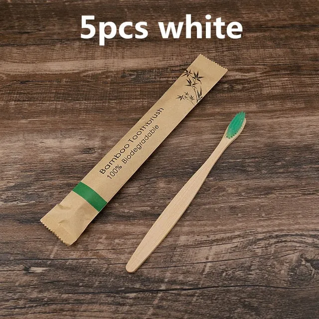 5/10pcs Bamboo Resuable toothbrush