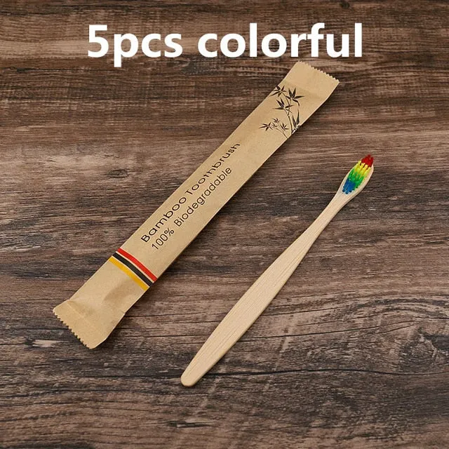 5/10pcs Bamboo Resuable toothbrush