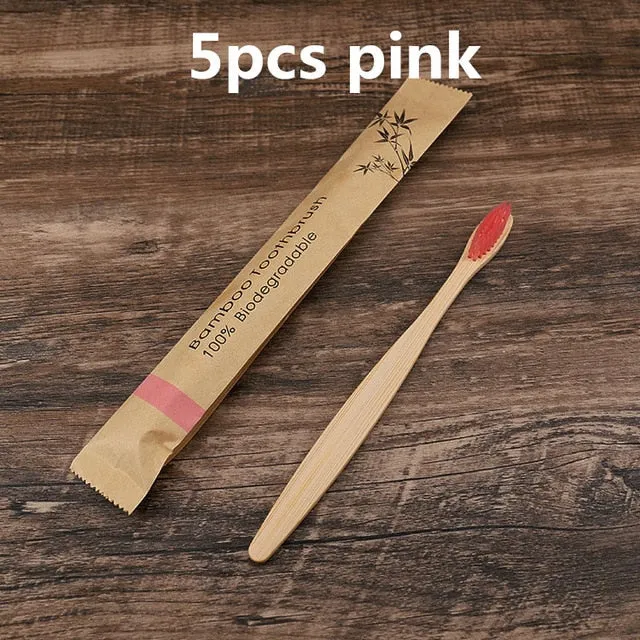 5/10pcs Bamboo Resuable toothbrush