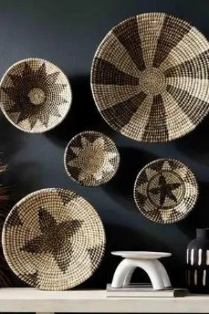 Black Aztec Woven Basket Wall Decor