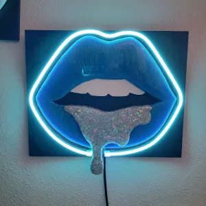 Blue Lips - Neon Light - Ready to Ship