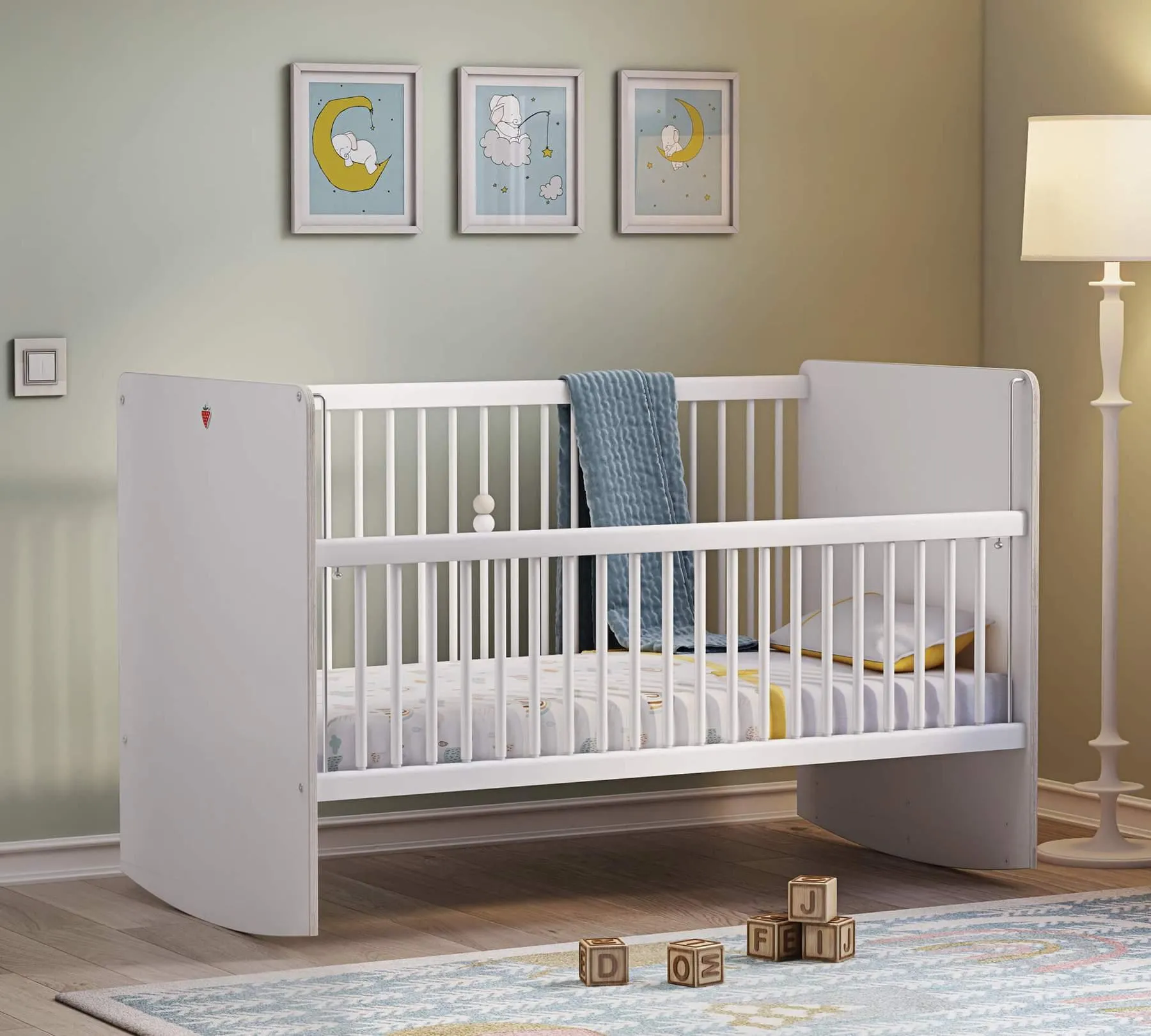 Cilek Montes White Lift Baby Bed (70X140 Cm)