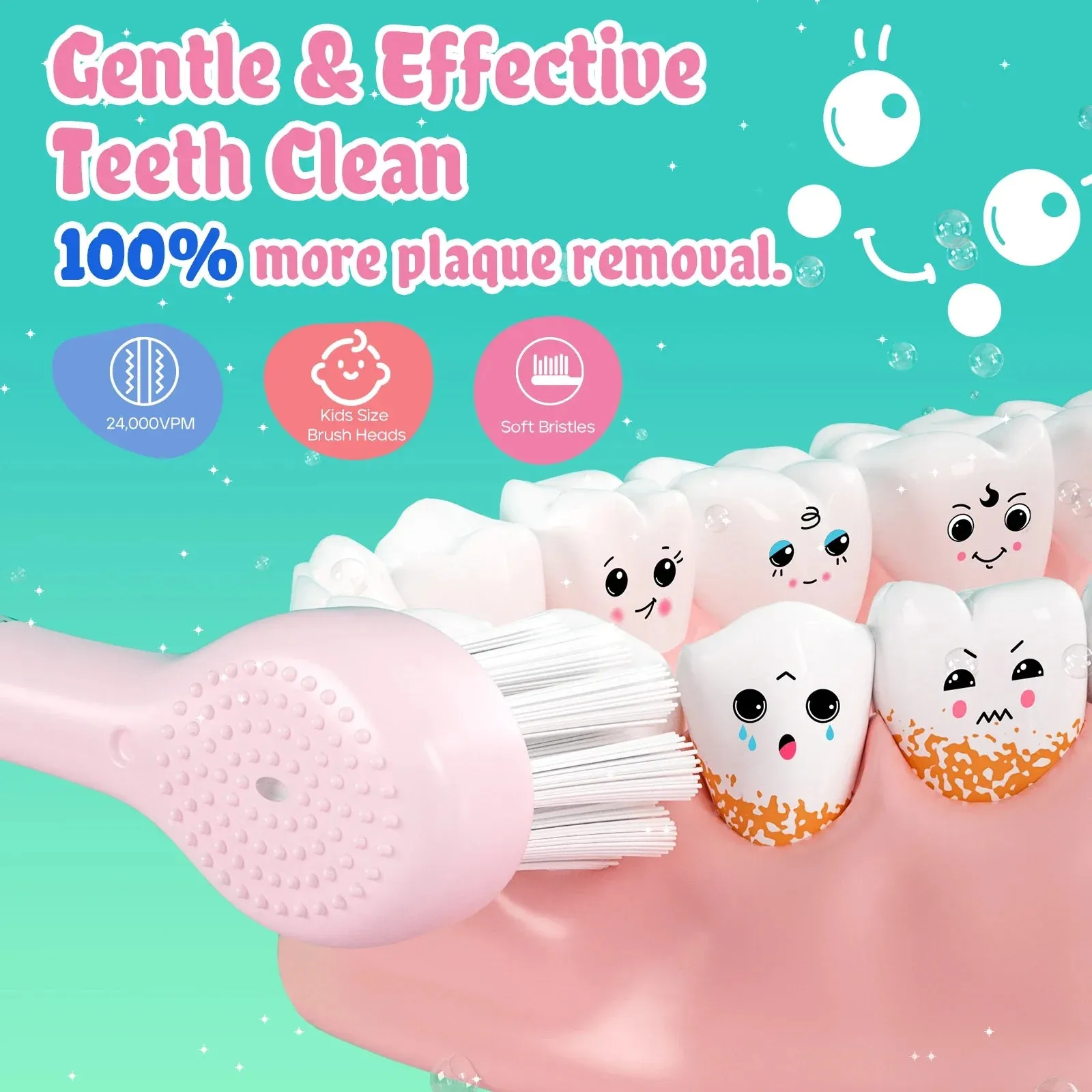 Colourful Dolphin Kids Electric Toothbrush Smart Timer Ipx7 Waterproof