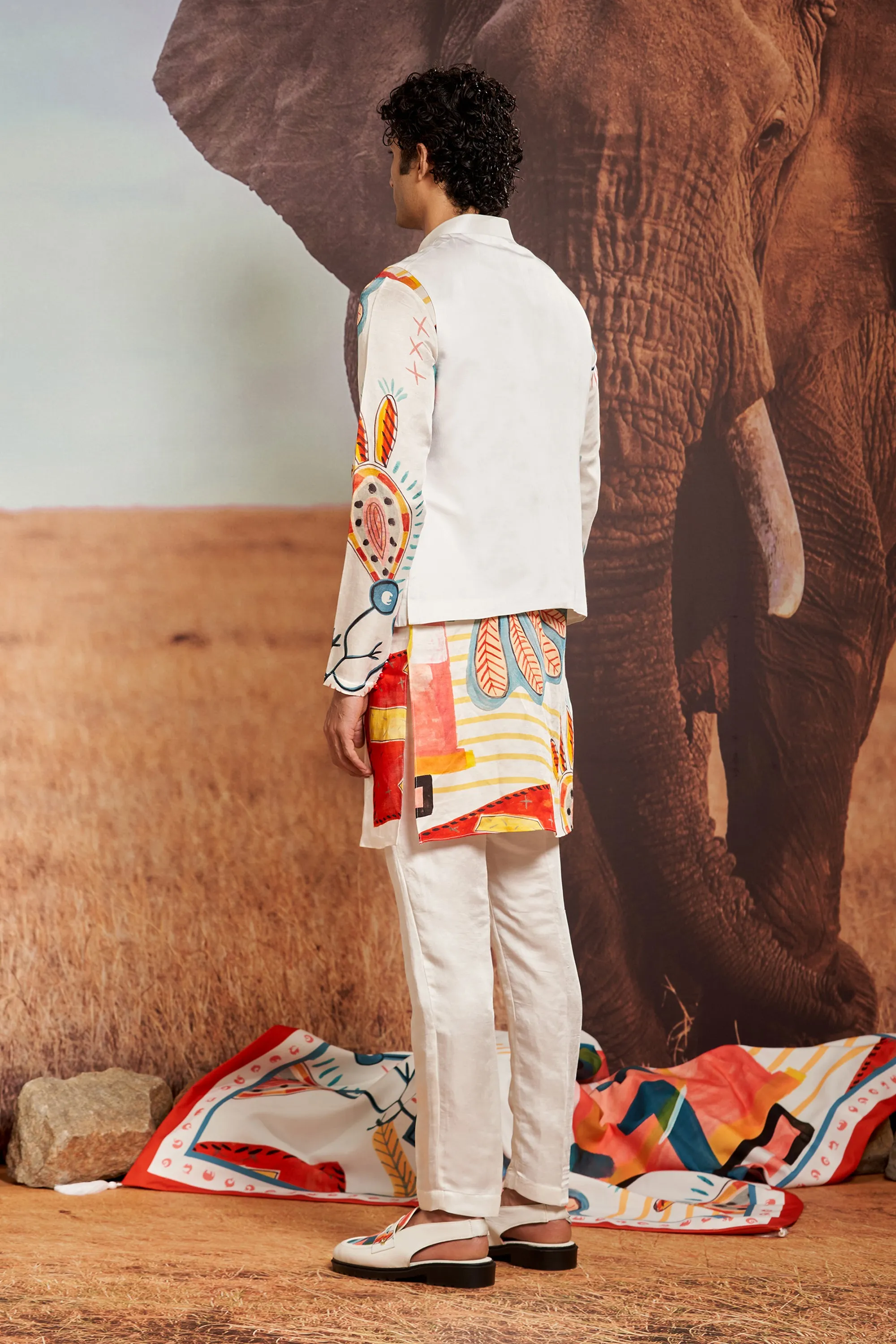 Ivory Linen-Silk Saf Bandi