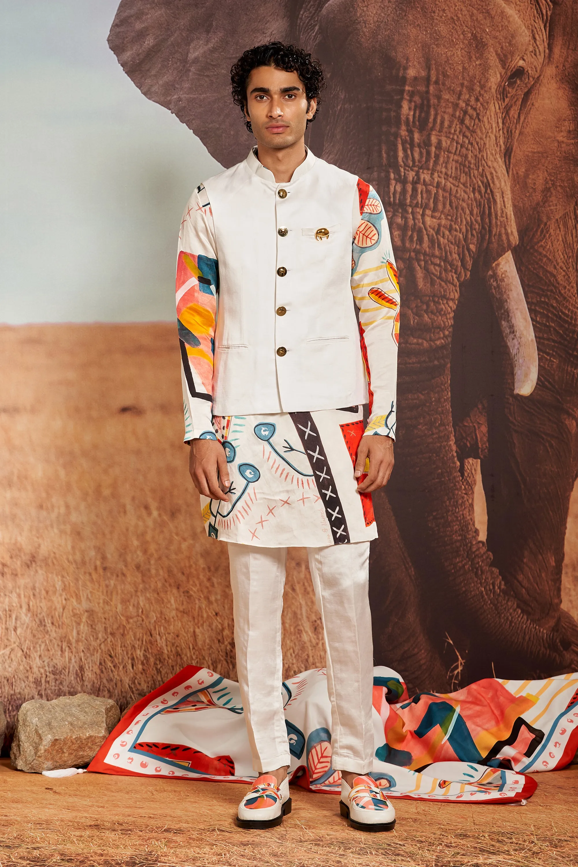 Ivory Linen-Silk Saf Bandi