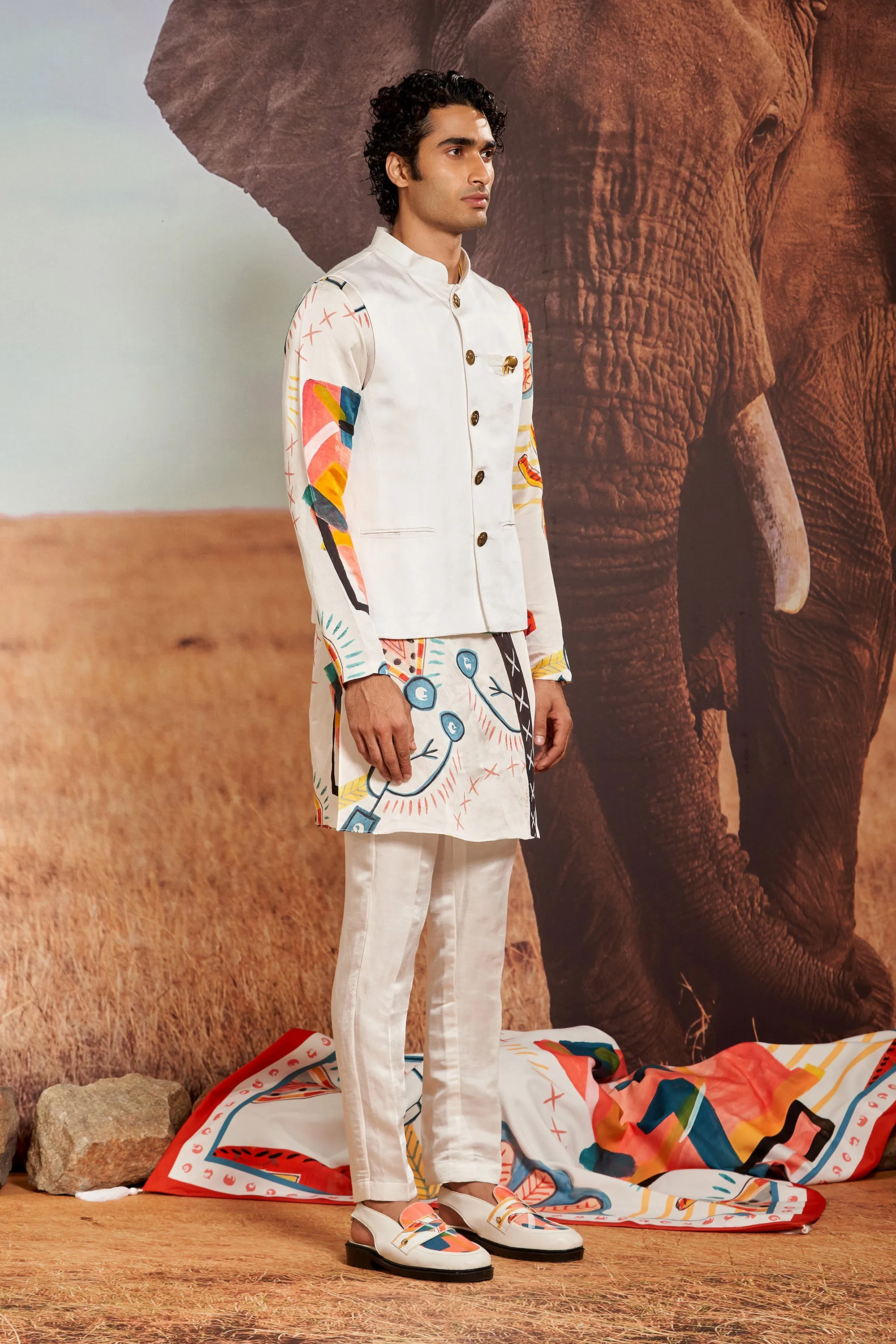 Ivory Linen-Silk Saf Bandi