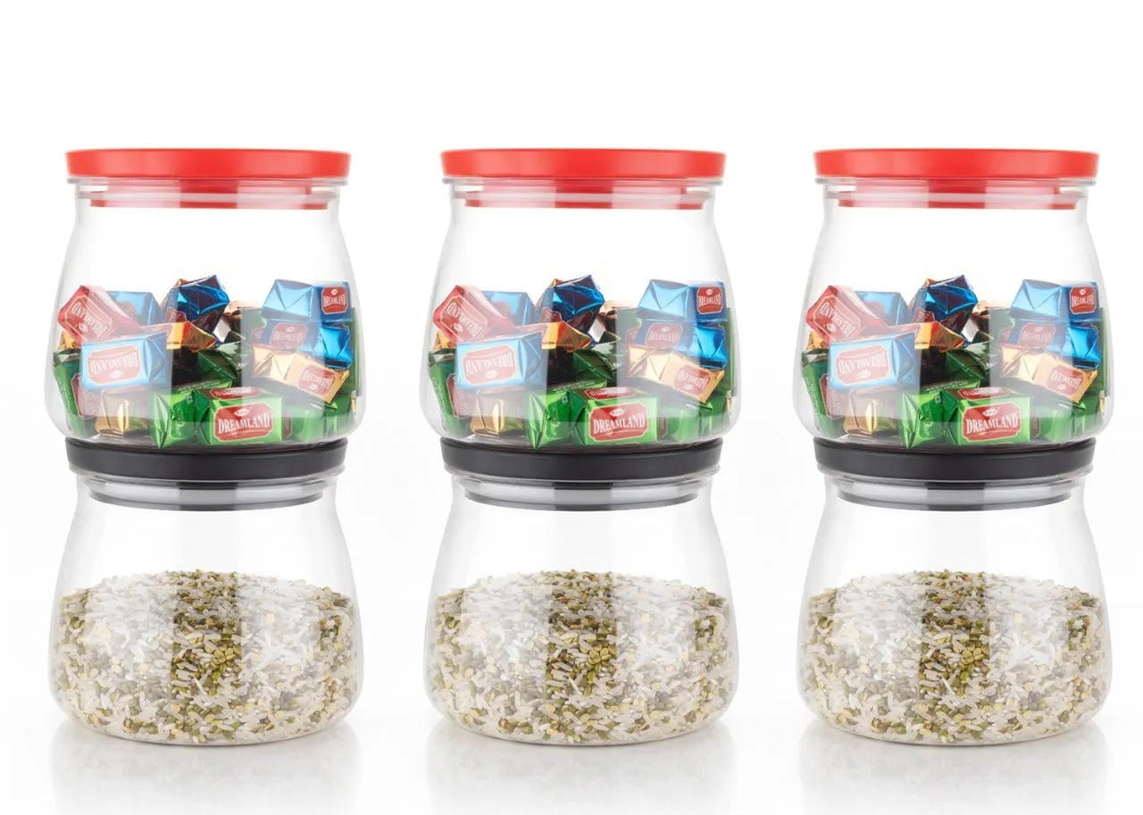Matka Shaped Jar with Air Tight & Leak Proof Lid (Multicolour) (Set of 6) (900Ml)