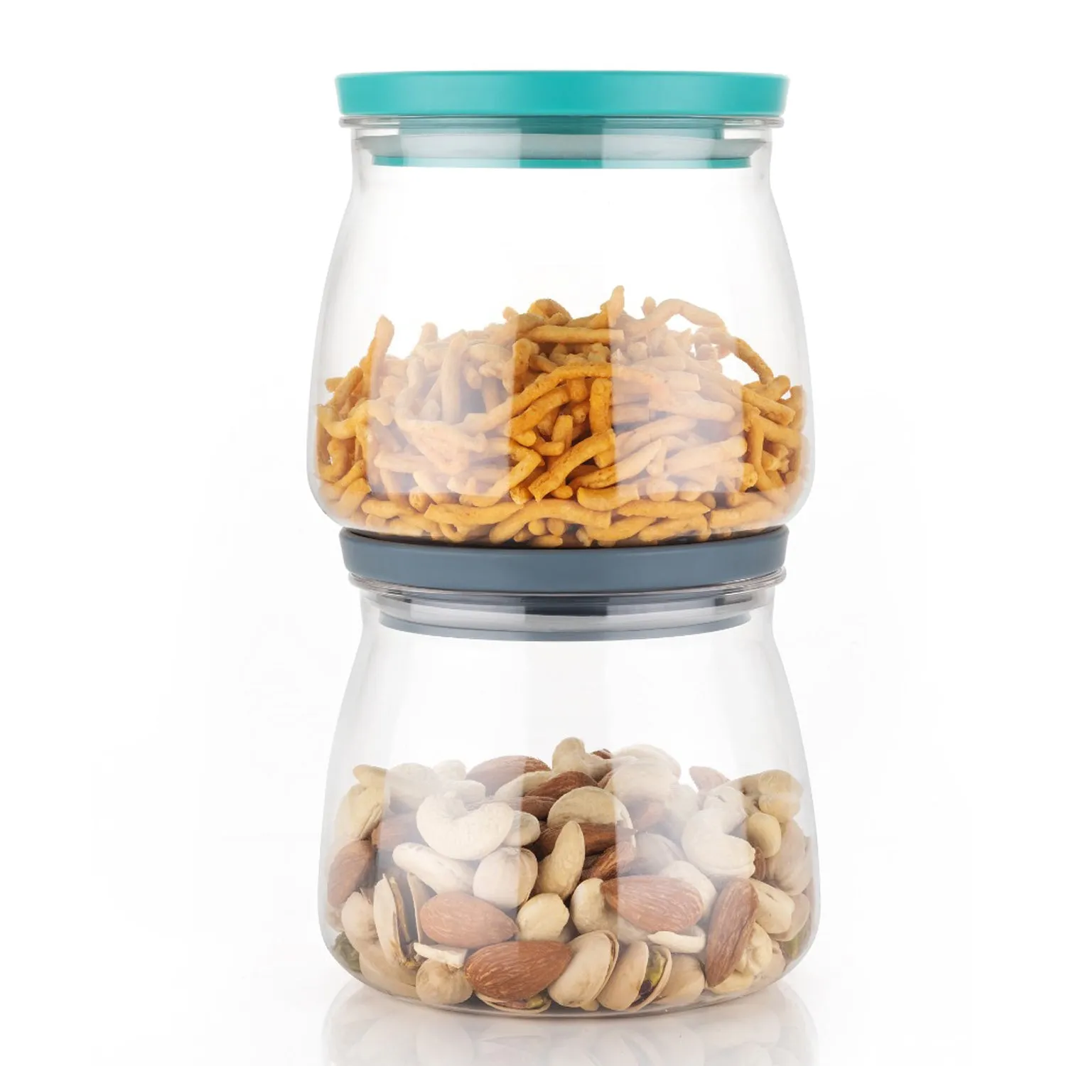 Matka Shaped Jar with Air Tight & Leak Proof Lid (Multicolour) (Set of 6) (900Ml)