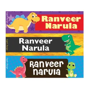Personalised Dinosaur Waterproof Stickers - Rectangular