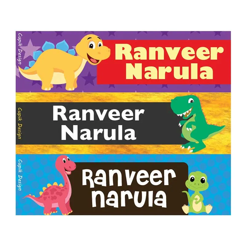 Personalised Dinosaur Waterproof Stickers - Rectangular