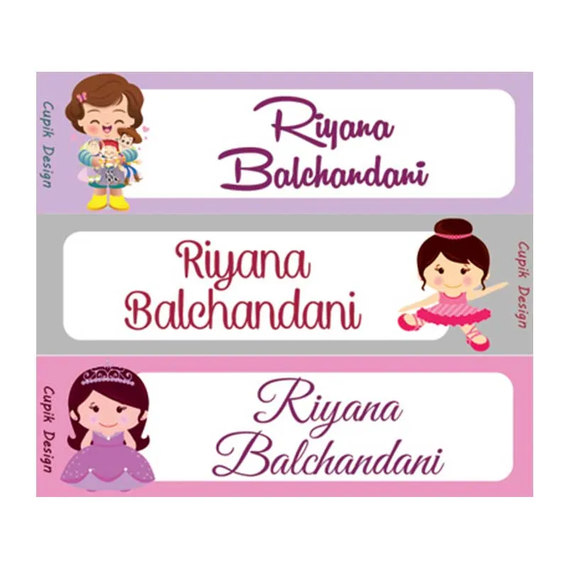 Personalised Happy Girl Waterproof Stickers - Rectangular
