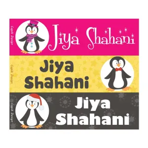 Personalised Penguins Waterproof Stickers - Rectangular