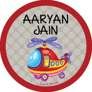 Personalised Waterproof Stickers - Helicopter, Set of 28