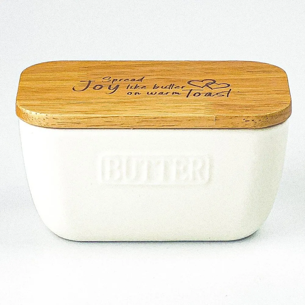 Spread the Joy Butter Dish - White/Cream