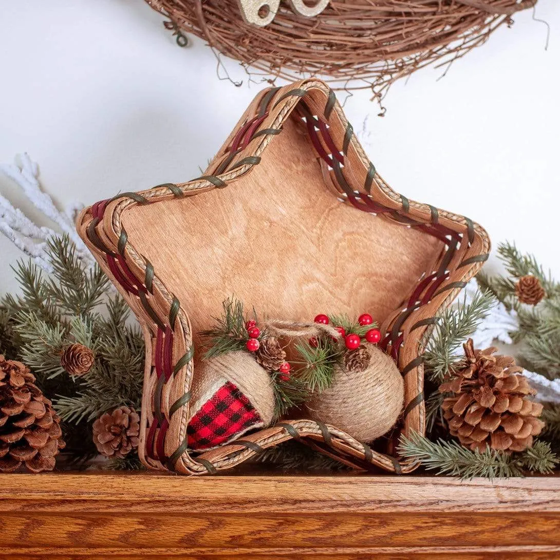 Star Shaped Napkin Basket | Decorative Amish Wicker Tabletop Basket