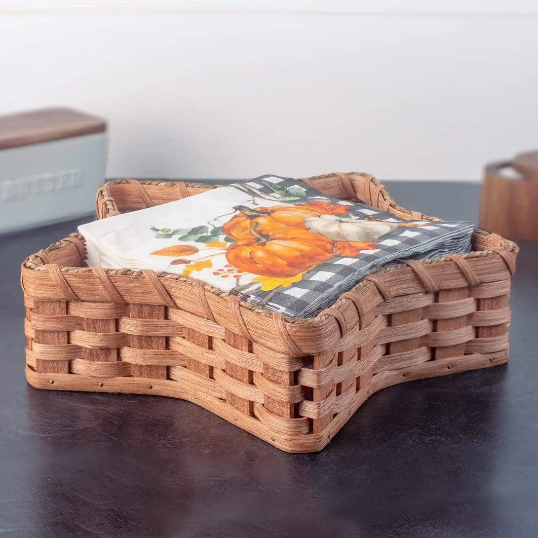 Star Shaped Napkin Basket | Decorative Amish Wicker Tabletop Basket