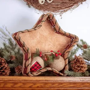 Star Shaped Napkin Basket | Decorative Amish Wicker Tabletop Basket
