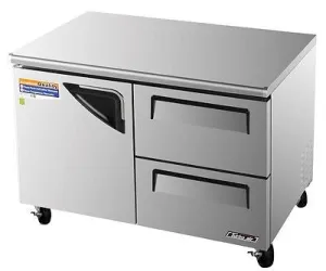 Turbo Air TUF-48SD-D2-N Super Deluxe 48" 2 Drawer and 1 Door Undercounter Freezer