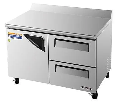 Turbo Air TWF-48SD-D2-N Super Deluxe 48" 2 Drawer and 1 Door Worktop Freezer