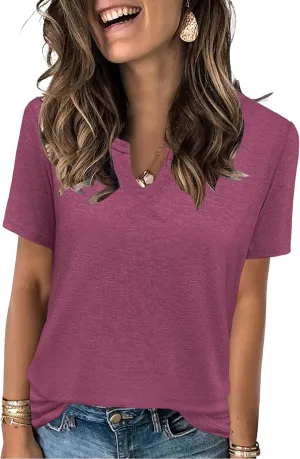 Womens Tops Short Sleeve T Shirts for Women Spring Summer Fashion Clothes Casual V Neck Blouses