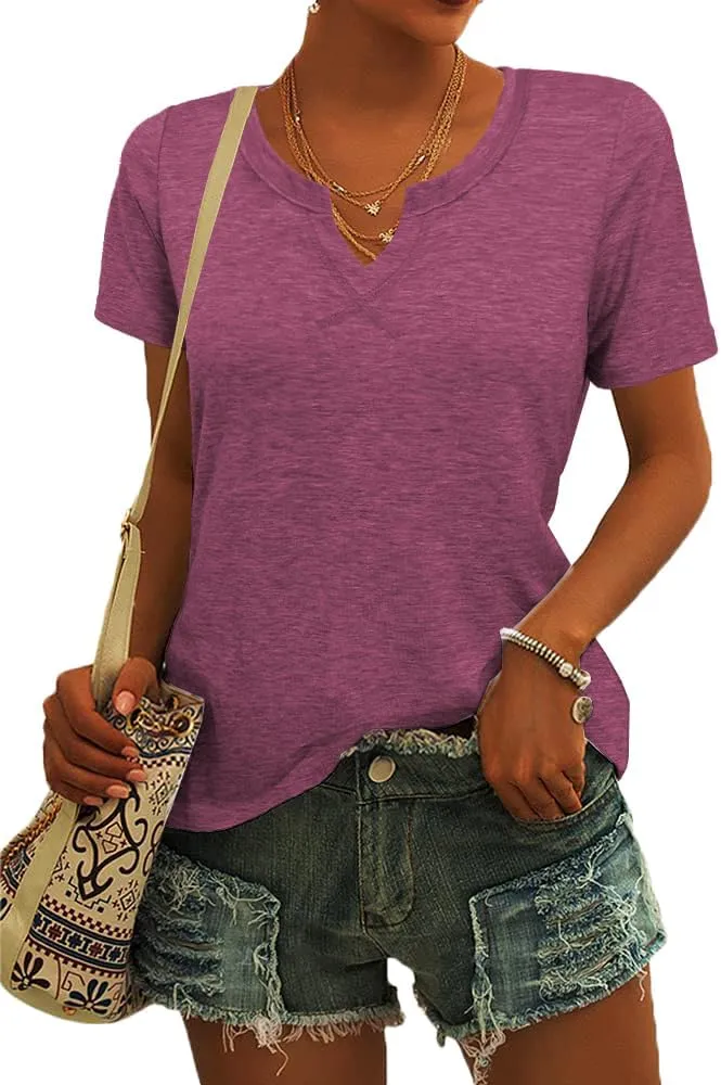 Womens Tops Short Sleeve T Shirts for Women Spring Summer Fashion Clothes Casual V Neck Blouses