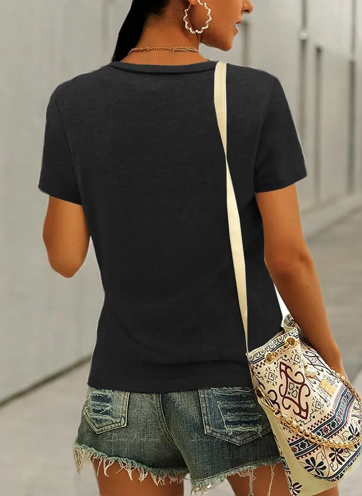 Womens Tops Short Sleeve T Shirts for Women Spring Summer Fashion Clothes Casual V Neck Blouses