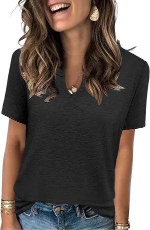 Womens Tops Short Sleeve T Shirts for Women Spring Summer Fashion Clothes Casual V Neck Blouses
